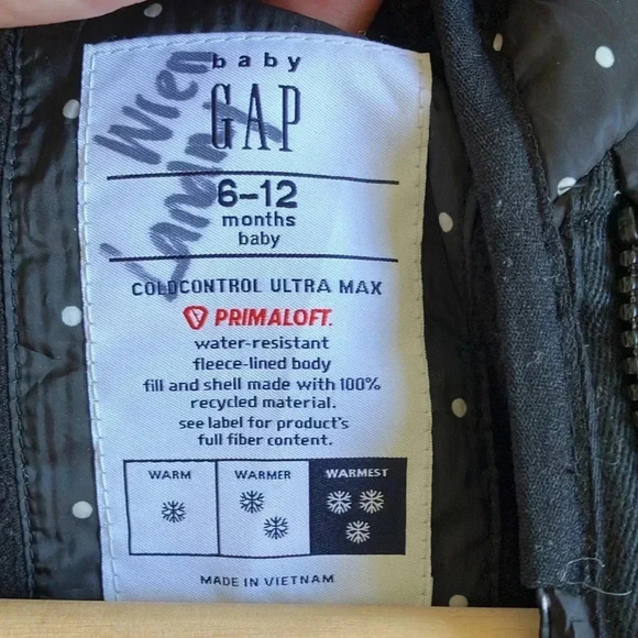 GAP polka dot black pro lift cold control ultra max snowsuit warmest 6-12 months - Picture 6 of 6